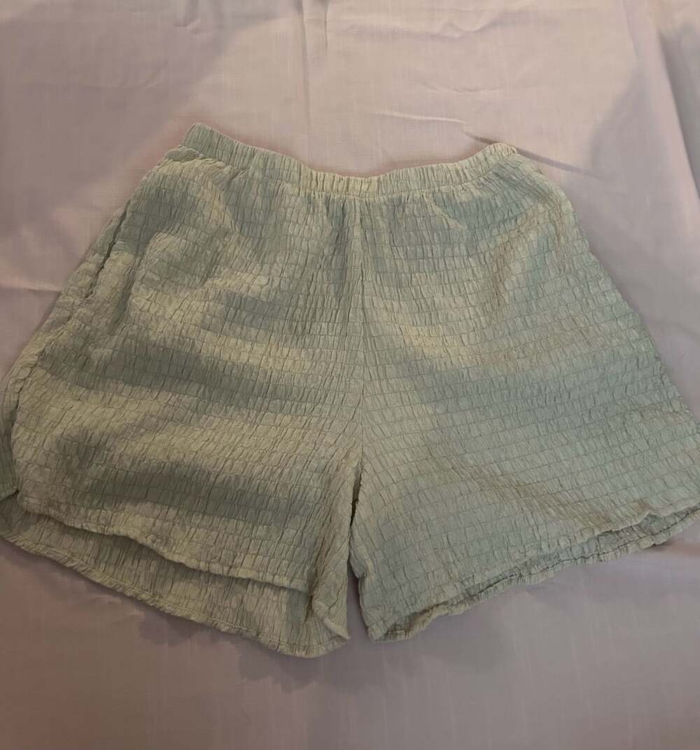 Summer Smocked Waist Shorts Beige